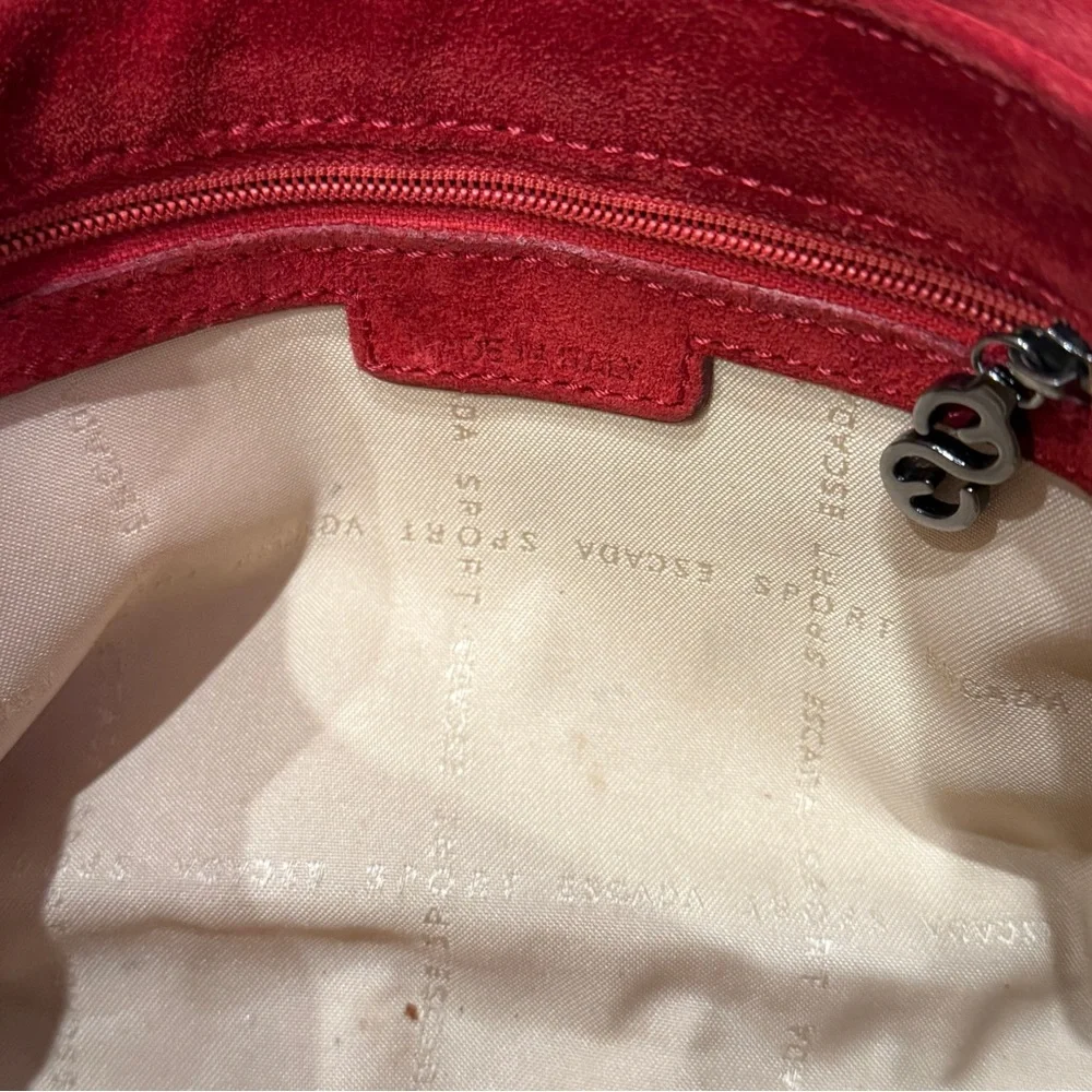 Vintage Escada Suede Leather Red Handbag Shoulder Bag - Picture 5 of 5